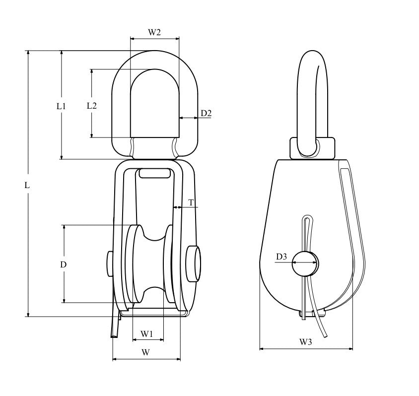 Swivel Eye Pulley - Single Sheave