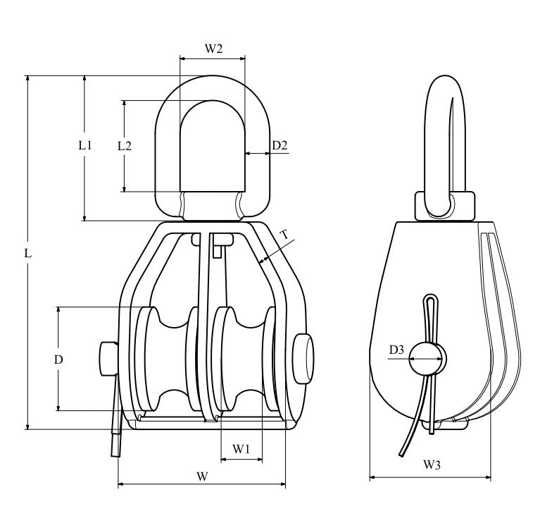 Swivel Eye Pulley - Double Sheave