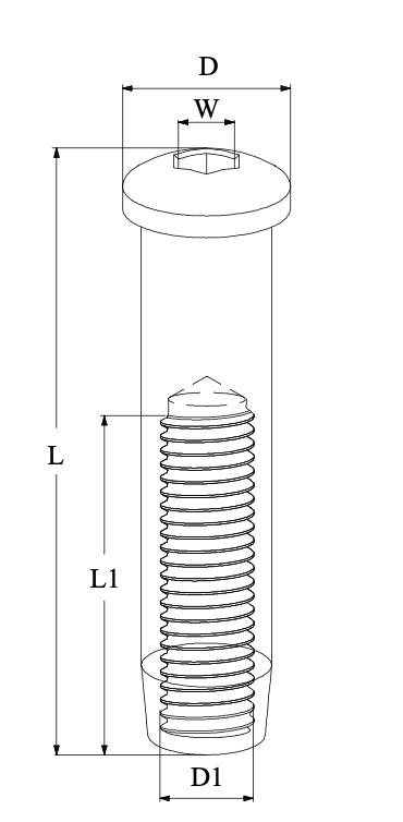 Dome Head / Barrel Nut terminal internal thread with Socket Head