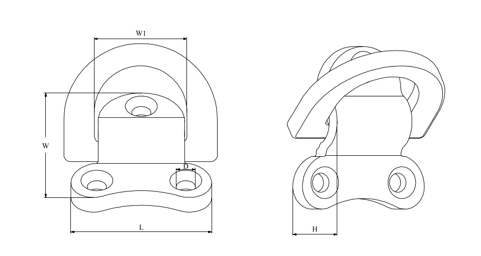 Lashing Ring with Three Fixing Points - Cast Folding Pad Eye